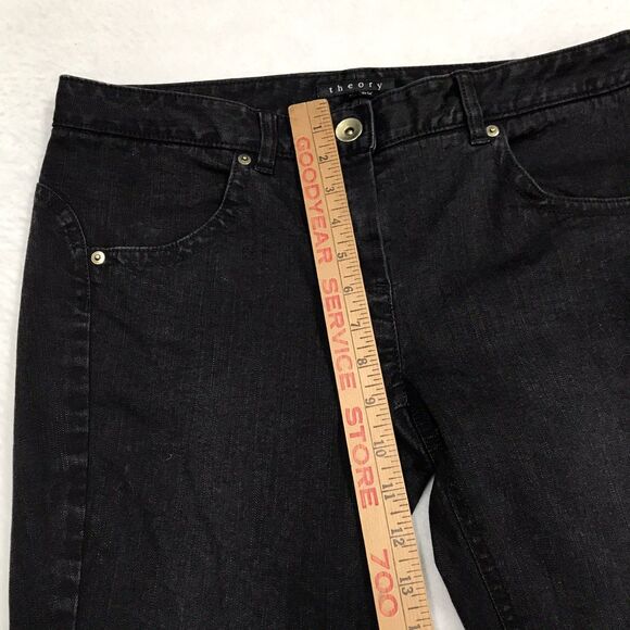 NWT THEORY Russia Black Jeans Women 12 (34x30) Skinny Taper Stretch Denim Biker - Picture 15 of 16